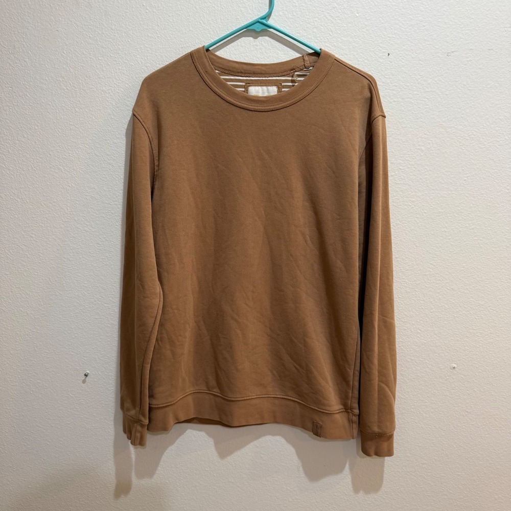 D&F Ricky Singh Mens Camel Brown Crewneck Sweatshirt Size Large Solid Pullover